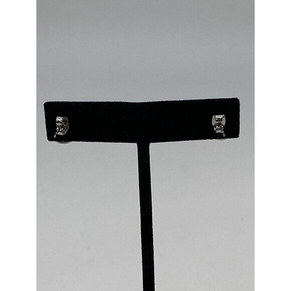 Simple Hollow Circle CZ Paving Stud Earrings For Women In Silver Alloy - Picture 6 of 6